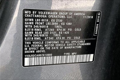 2019 Volkswagen Atlas 3.6L V6 SE